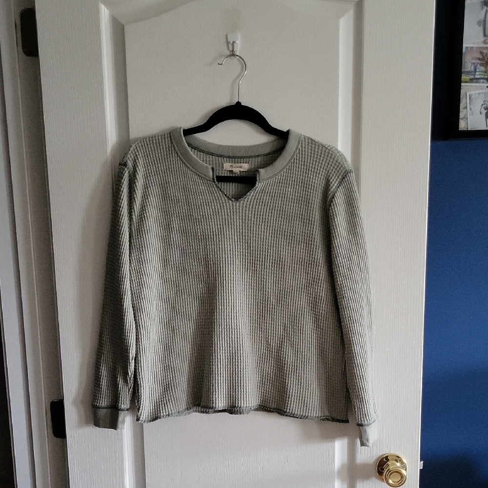 Women's Madewell Waffle Split-neck Long Sleeve Top, Size Small
